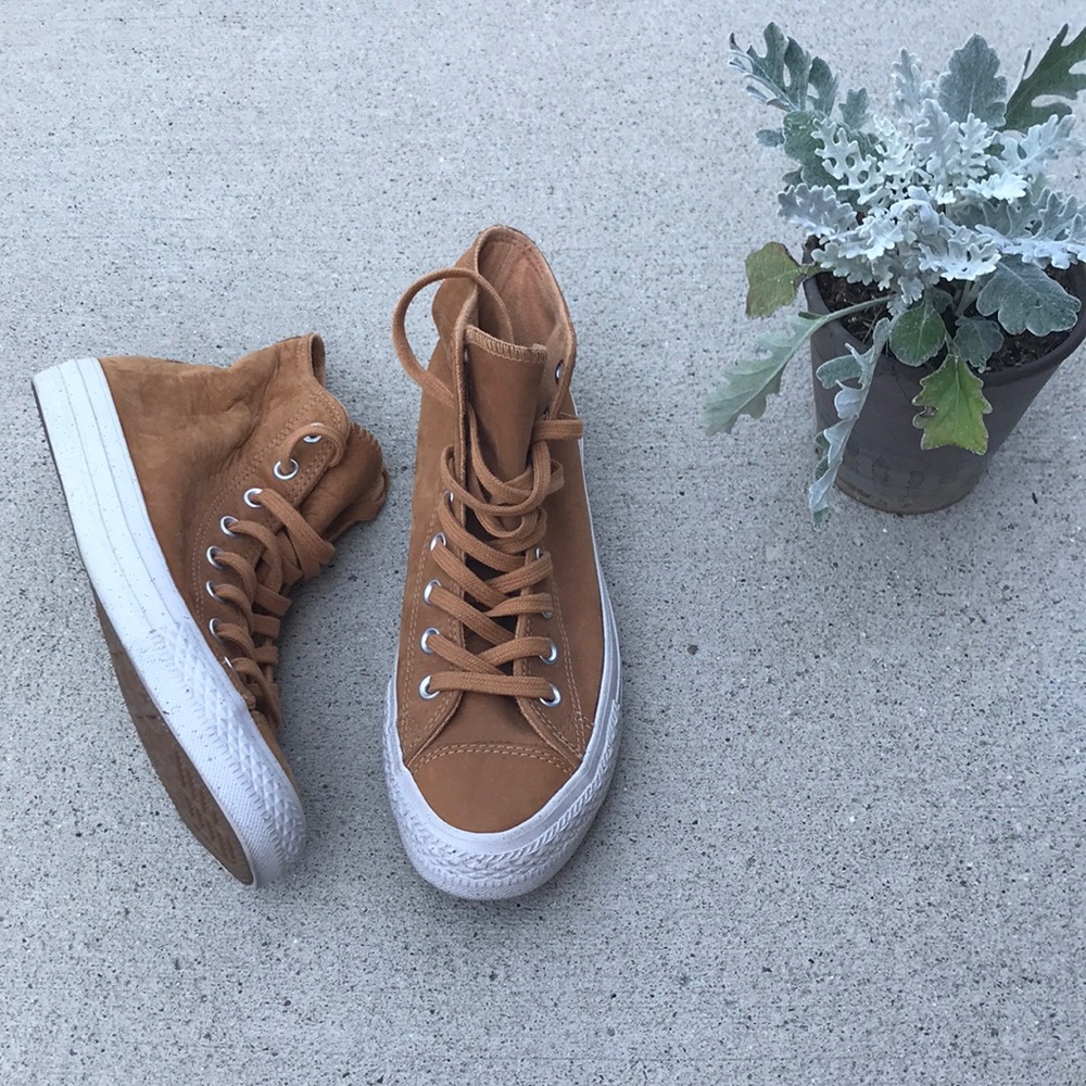 Leather Converse high tops congac brown US 7